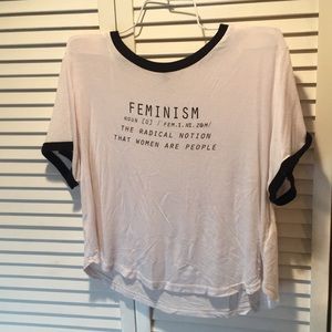 White feminism crop top